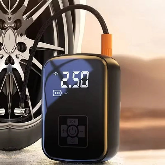 Wireless & Wired Air Compressor – Portable Tire Inflator for Car & Bike