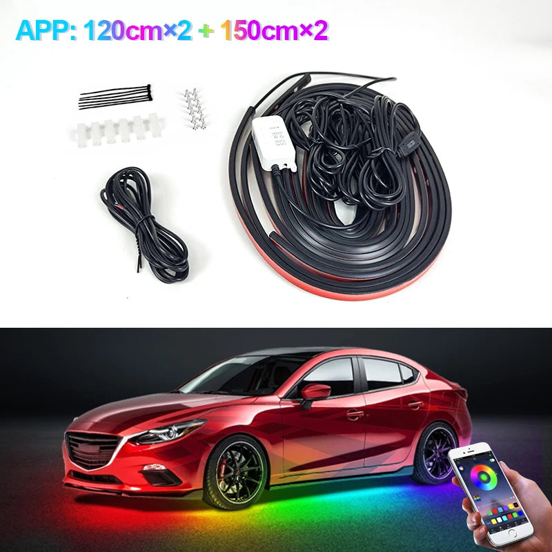 SEAMETAL Car Underglow LED Strip Lights – RGB Neon Glow with APP & Remote Control