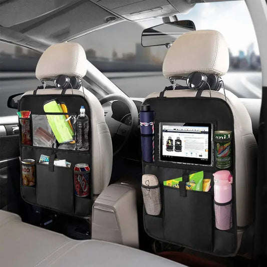 Car Backseat Organizer – Touchscreen Tablet Holder & Storage Pockets