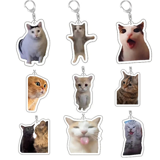 Funny Cat Meme Keychain – Cute Gift for Friends & Bags 🎁🐱