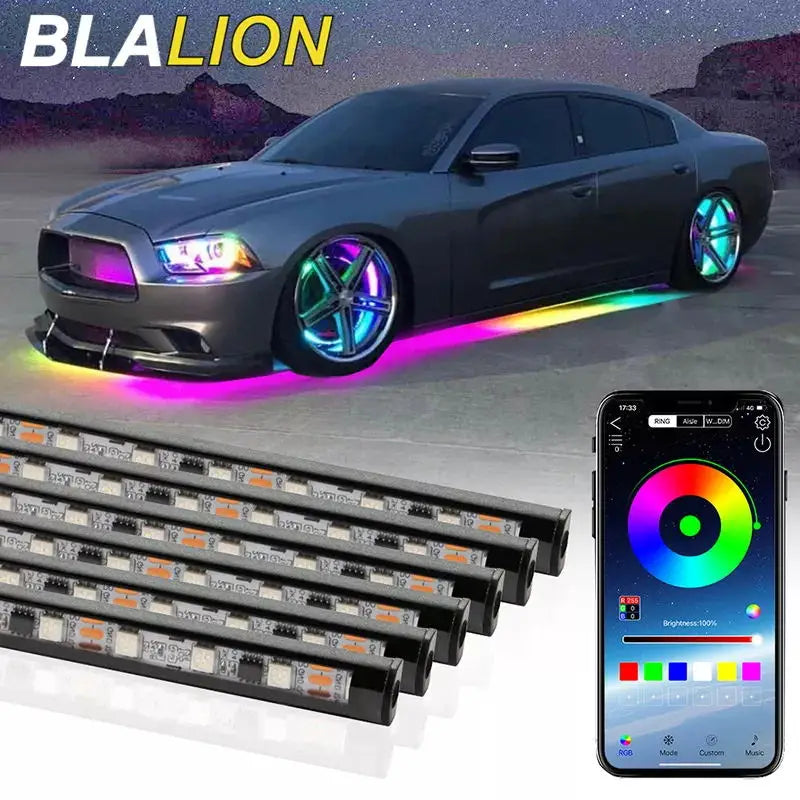 SEAMETAL Car Underglow LED Strip Lights – RGB Neon Glow with APP & Remote Control