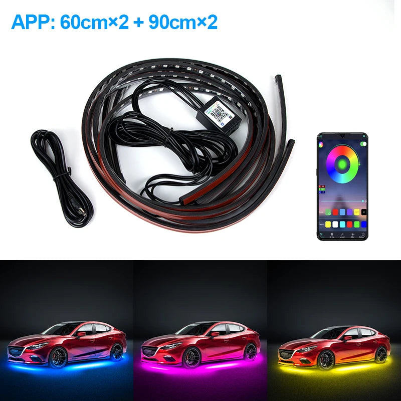 SEAMETAL Car Underglow LED Strip Lights – RGB Neon Glow with APP & Remote Control