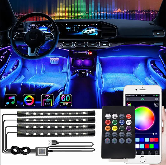 5M Car LED Ambient Light – Flexible Neon Strips for Interior Glow