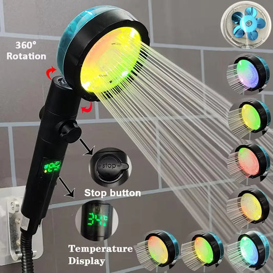 LED Temperature Display Shower Head – Color-Changing & High-Pressure